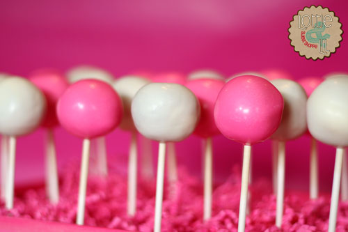 Pink and White Bridal Shower Cake Pops