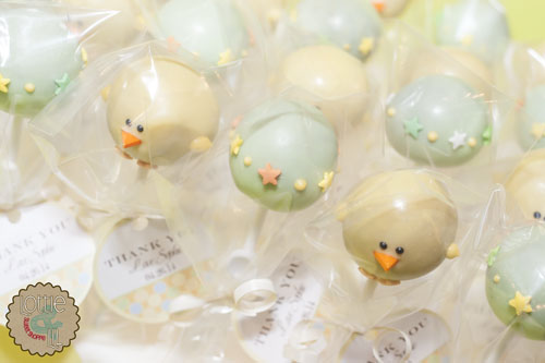 Baby Shower Rattle and Chick Cake Pops