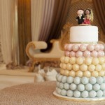 Blue Gold and Pink Swirl Cake Ball Wedding Cake